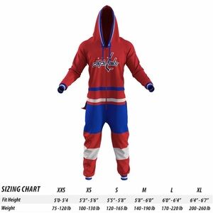 Hockey Sockey Washington Capitals Red & Blue Adult Hooded Onesie - size Small